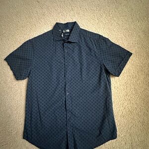 Navy Blue Patterned Men's Shirt